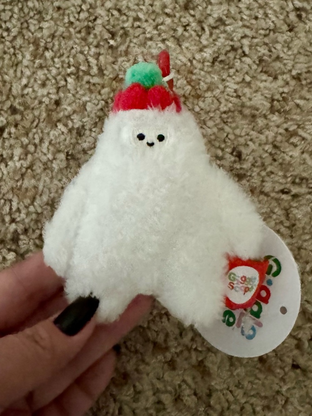 Target White Plush Holiday Charm with Red & Green Hat